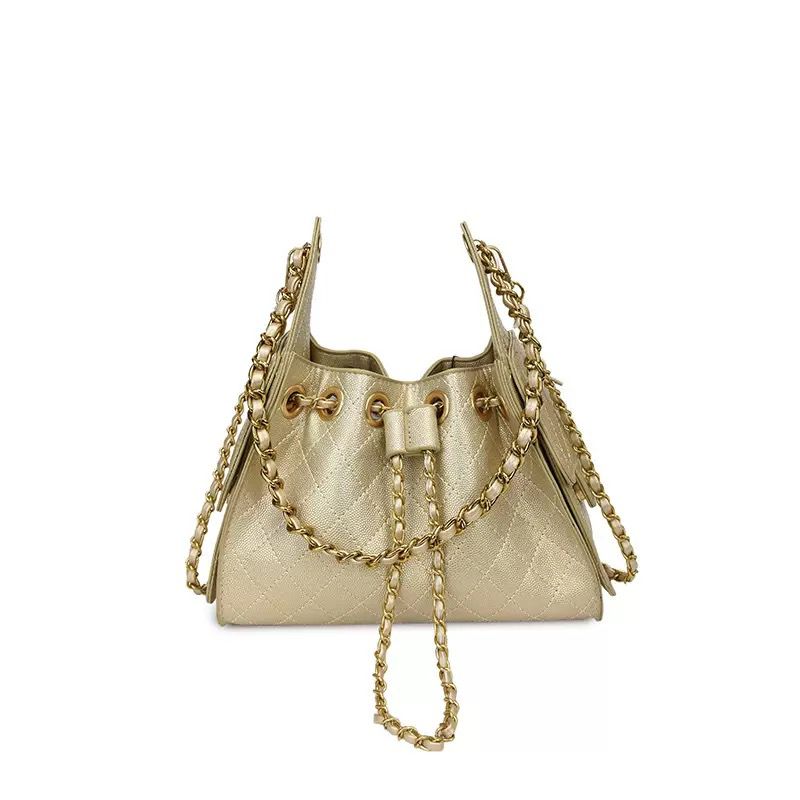 Quilted Luxury Bucket Bag – Signature Chain Edition