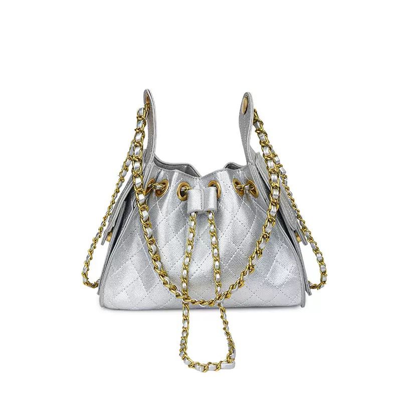 Quilted Luxury Bucket Bag – Signature Chain Edition